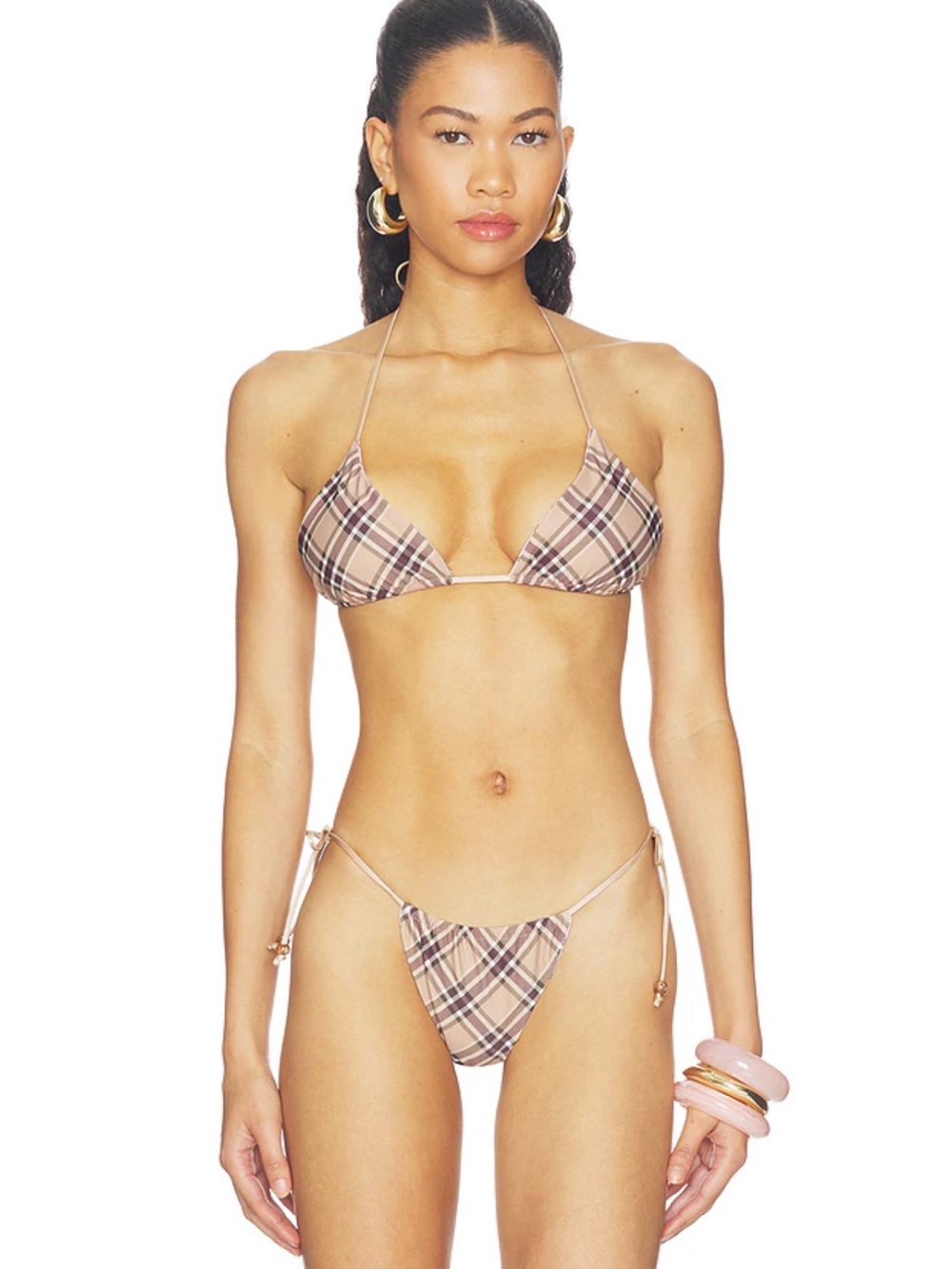 Tiger Mist Beige reversible bikini top